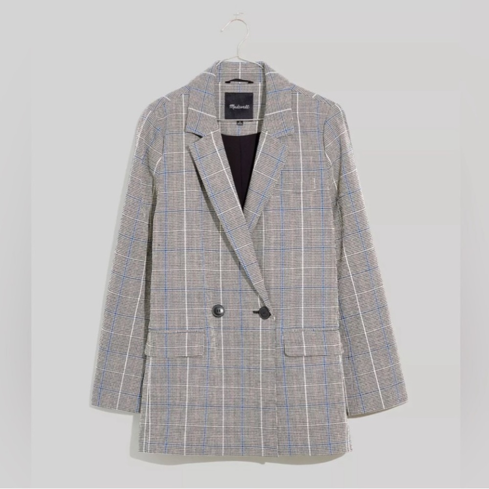 Madewell Caldwell Double-Breasted Blazer in Palmyra Plaid XS NWT
